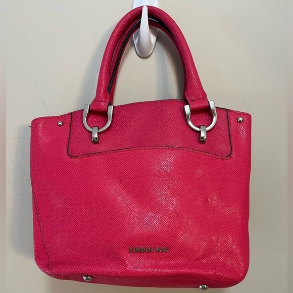 London Fog Women's Purse Crossbody Pink Faux Vegan Leather Shoulder Bag - Picture 2 of 12